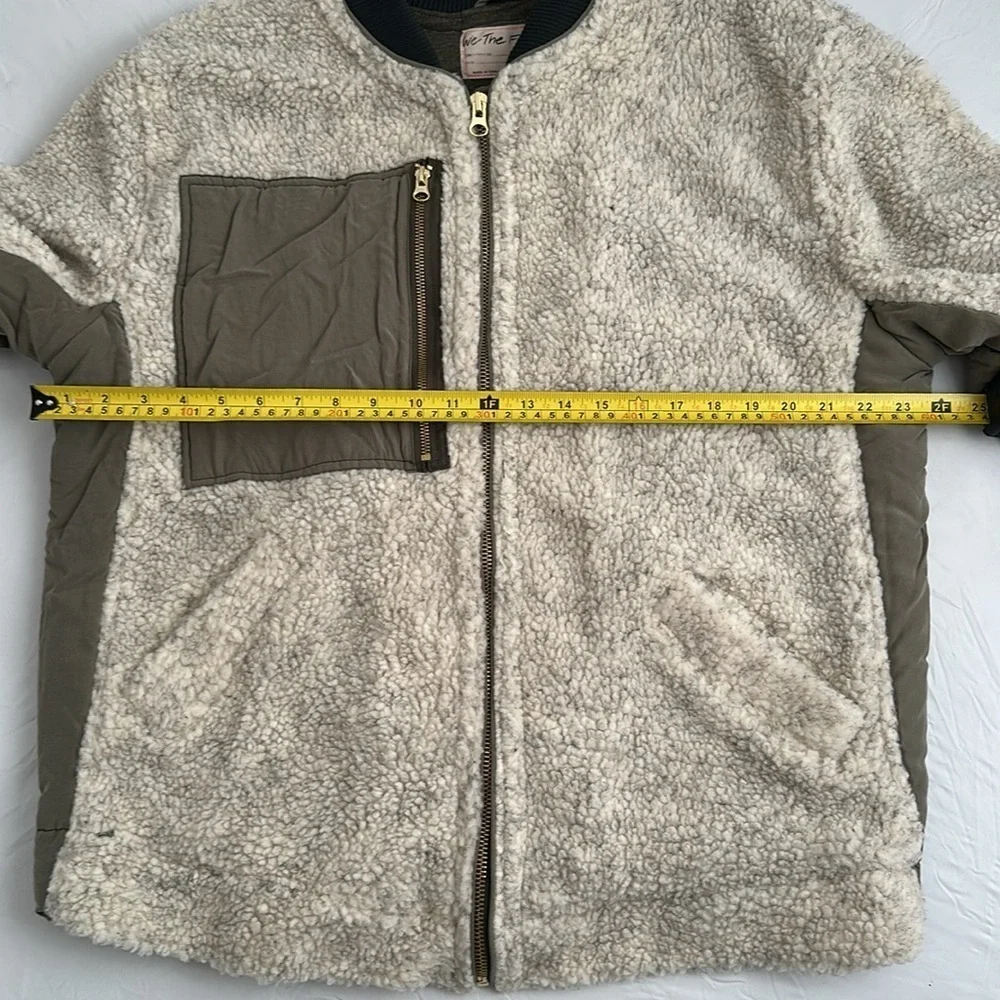 Free People Rivington Sherpa olive and ivory full zip jacket